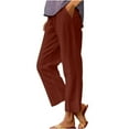 thumbnail image 1 of Pants For Women Work Casual Summer Elastic Waist Solid Long Loose Pockets Durable Versatile Practical Comfortable Breathable Outdoor Activities Trousers, 1 of 6
