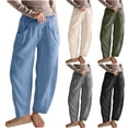 thumbnail image 1 of Pants Women's Bootcut Dress Pants Pockets Women's Spring Solid Color Lace-Up With And Linen All Straight Leg Casual Pants Gray Xl, 1 of 6