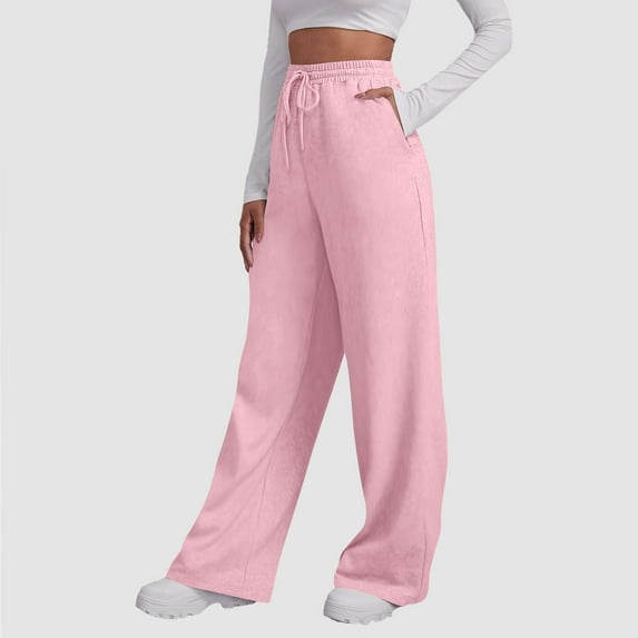 Pants Womens Sweatpants for Women Womens Solid Color Casual Loose Sports Pants And Sweatpants With Pocket Pink XL