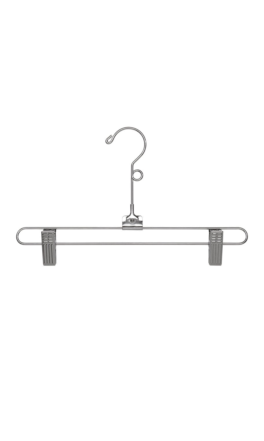 SSWBasics Pants and Skirt Hangers with Clips - 12 inch - Chrome - Pack of 20 -  Chrome Clip