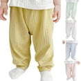 thumbnail image 1 of Pants for Boys Baby Boys Girls Lightweight Loose Sleep Pants with Crotch Opening Elastic Ankles Yellow 6-9 Months, 1 of 4