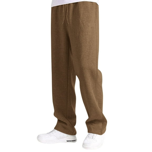 uvwlwu Boy's Girls Baggy Sweatpants Straight Leg Open Bottom Casual Pants Elastic Waist Athletic Joggers Sweat Pants With Pockets(Brown,11-12 Years)