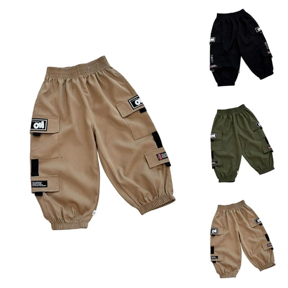 Pants for Boys Boys Cargo Pants With Pockets and Fully Elastic Waist Everyday Casual Wear Trousers for Kids Fall and Winter Outdoor Play