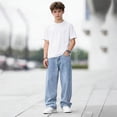 thumbnail image 1 of Pants for Boys Classic Denim Jeans Stretch Fit Reinforced Knees Durable School Activewear, 1 of 3