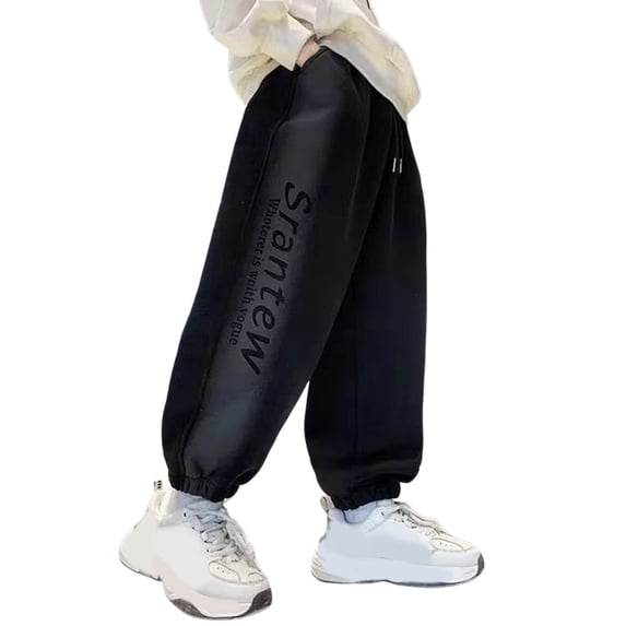Pants for Boys -Lined Thickened Thermal Pocket Drawstring Elastic Solid Print Trousers Outdoor Wear 3-4 Years