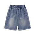 thumbnail image 1 of Pants for Boys Loose Fit Pocket Solid Print Denim Shorts Breathable Daily Wear 4-5 Years, 1 of 8
