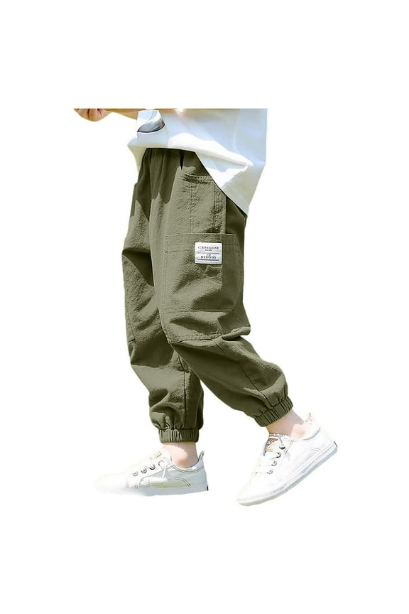 Pants for Boys Size 7 Boy's Wide Leg Cargo Pants Drawstring Waist Baggy Track Pants Trousers Streetwear