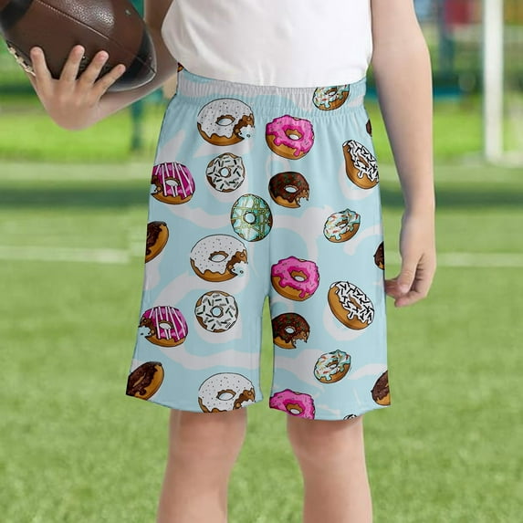 Pants for Boys Summer Shorts Donut Print Elastic Waist Casual Pair T Shirts Trousers
