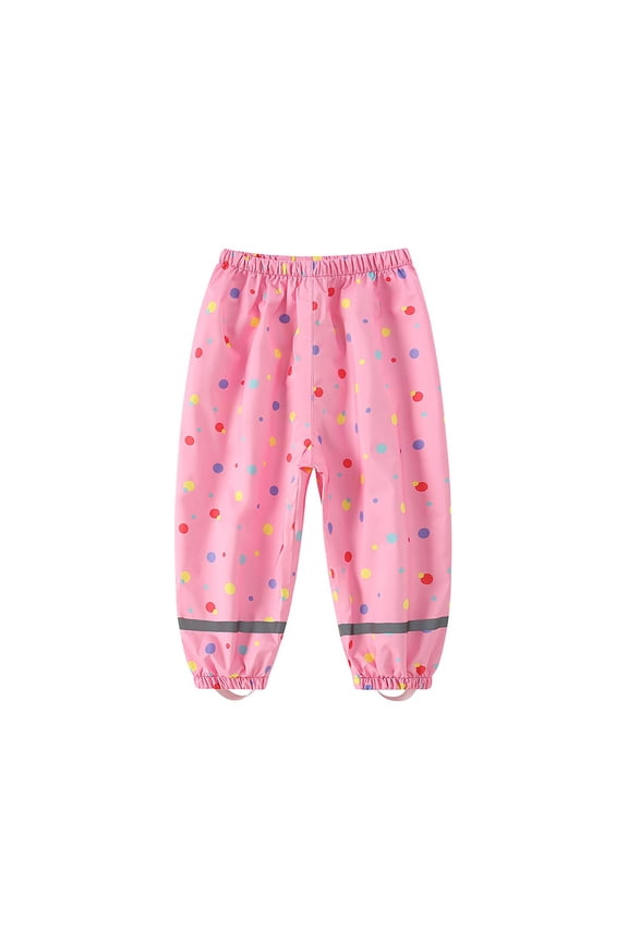 Pants for Girls Allover Print Thin Waterproof Rain Shell Relaxed Casual Pants Size 10-12Y