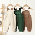 thumbnail image 1 of Pants for Girls Boys Corduroy Overalls Dungarees Soft Adjustable Straps Casual Green 3-4 Years, 1 of 8