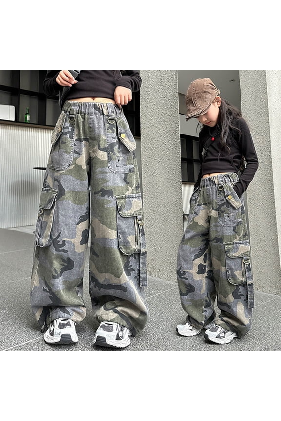 Pants for Girls Cargo Street Dance Style Joggers Loose Fit Hop Teenage Activewear