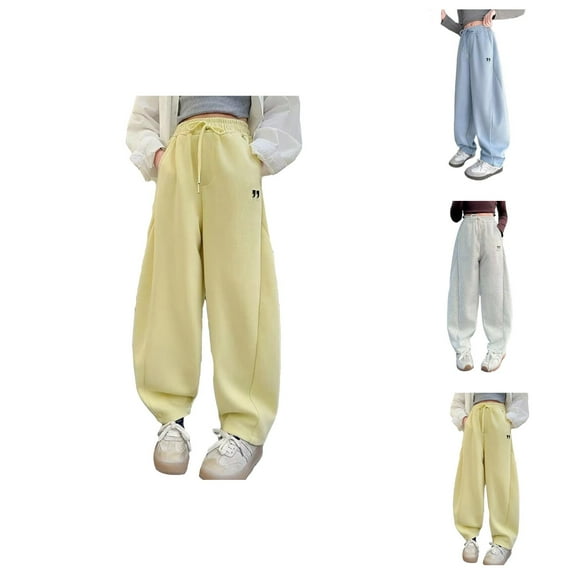 Pants for Girls Casual Pants for Girls Comfortable Joggers Drawstring Elastic Waist Casual Active Bottoms for Ages 8 to 14 Years