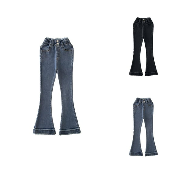 Pants for Girls Casual Pants for Girls High Elastic Waist - Tollder Girl Flare Leg Casual Long Bottom Jeans Trousers for Stylish Comfort