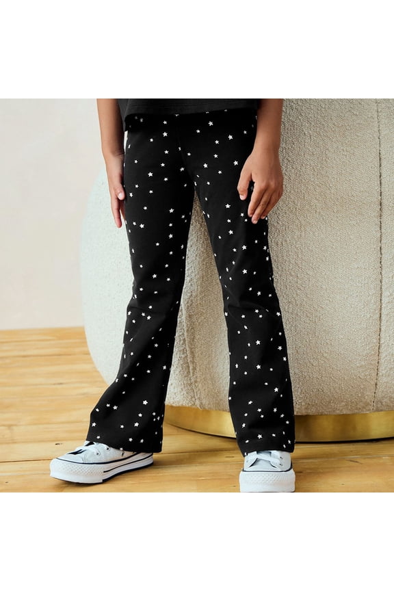 Pants for Girls Casual Wide Leg Star Print Stretchy Long Spring Fall Bottoms