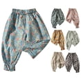 thumbnail image 1 of Pants for Girls Kids Floral Print Casual Proof Pants Breathable Loose Tapered Multicolour 6-8 Years, 1 of 4