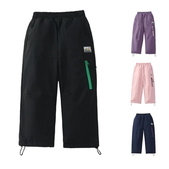 Pants for Girls Kids Soft Outer Pants Windproof Lined Winter Snow for Girls Outdoor Sports Travel Casual Trousers Black 6-7 Years