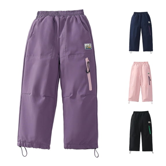 Pants for Girls Kids Soft Outer Pants Windproof Lined Winter Snow for Girls Outdoor Sports Travel Casual Trousers Purple 2-3 Years