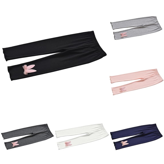 Pants for Girls Pants Kids Children Autumn Winter Ribbed Long Leggings Warm Clothing for Everyday Comfort and Play Black 5-6 Years