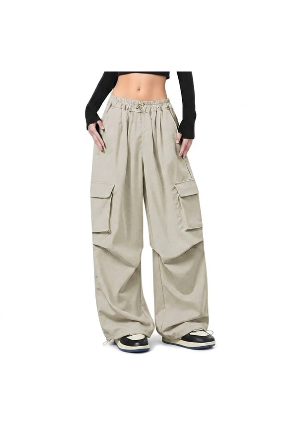 Pants for Girls Size 5-6Y Kids Casual Cargo Trousers Drawstring Solid Versatile Elastic Waist