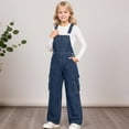 thumbnail image 1 of Pants for Girls Snowflake Washed Design Cargo Wide Leg Denim Overalls Jumpsuit Bottoms, 1 of 4