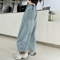 thumbnail image 1 of Pants for Girls Stretchy Waist Denim Loose Fit Casual Long Jeans Trousers, 1 of 6
