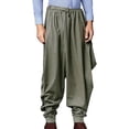 thumbnail image 1 of Pants for Men Baggy Drop Crotch Wide Leg High Street Trousers Drawstring Elastic Waist Hip Hop Sweatpant, 1 of 7