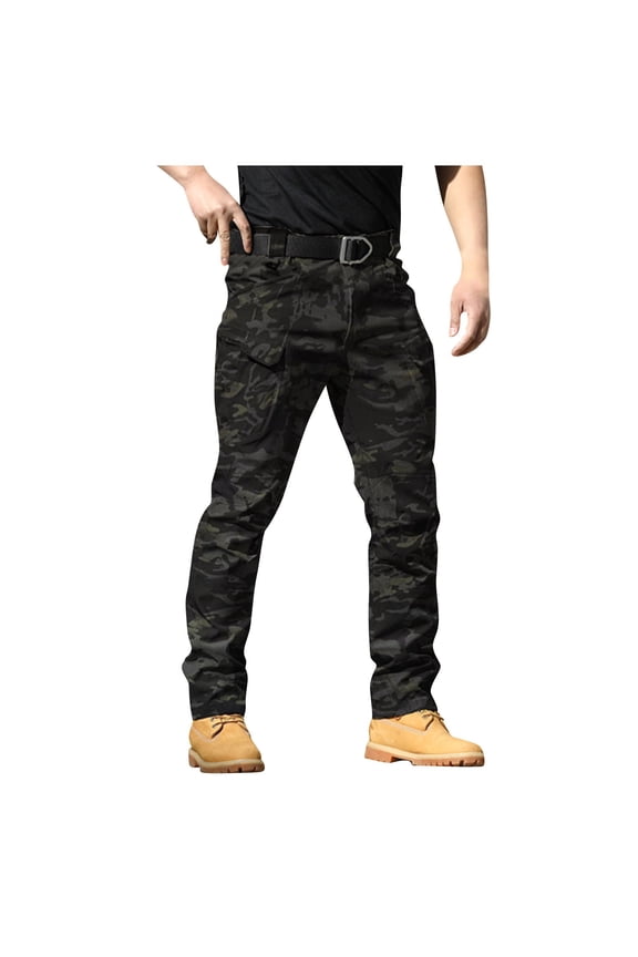 Pants for Men Cargo Work Men's Pants Multiple Pockets Trousers Work Wear Combat Pocket Gray XXL