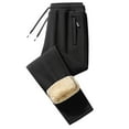 thumbnail image 1 of Pants for Men Casual Fuzzy Fleece Thermal Trousers Fashion Drawstring Elastic Waist Long Johns, Black, 4XL, 1 of 2