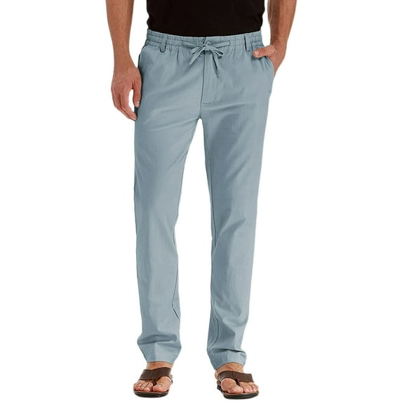 Men's Casual Pants Have Elastic Waistband Zip Fly With Adjustable Internal Drawstring Daily Routines Casual Trousers for Man
