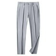 thumbnail image 1 of Pants for Men Casual Lightweight Business Trousers with Pockets Loose Fit Flat Front Work Pants, Gray, XL, 1 of 8