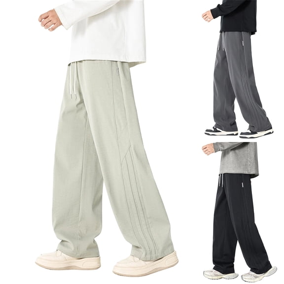 Pants for Men Casual Loose Fit Drawstring Comfortable Wide Leg Fall Winter Beige Pant