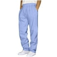 thumbnail image 1 of Pants for Men Casual Loose Fit Track Pants Solid Color Elastic Waist Wide Leg Sweatpants with Pockets, Blue, S, 1 of 4