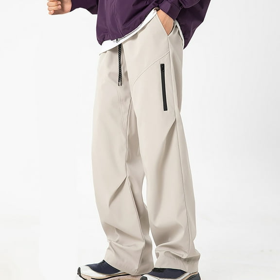 Pants for Men Casual Outdoors Fashion Water Proofing Solid Casual Elastic Waist Pocket Cargo Pants