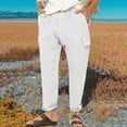 thumbnail image 1 of Pants for Men,Clearance Men's Cotton Linen Trousers With Elastic Waist Drawcord Daily Casual Pants Sports Trousers Pants Sweatpants for Men, 1 of 5