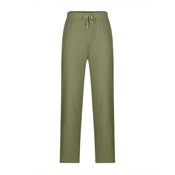 Tbopshirt Pants for Men,Men's Pants Solid Color Drawstring Breathable Cotton Linen Loose Casual Pants Sweatpants for Men