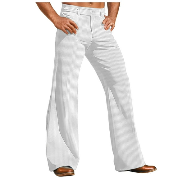 Pants for Men Corduroy Flared Leg Pants with Pocket Plain Business Fashion Dress Pants Casual Comfort Outdoor Daily Wear