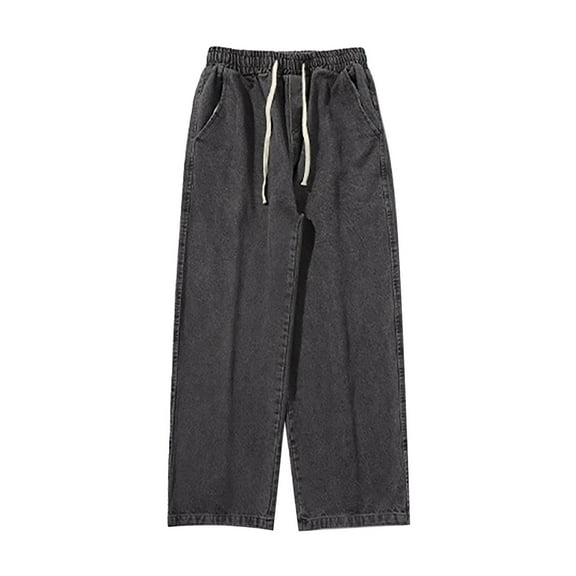 Pants for Men Fashion Big Loose Relaxed Fit Straight Leg Jeans Denim Comfortable and Casual Long Trousers for Men