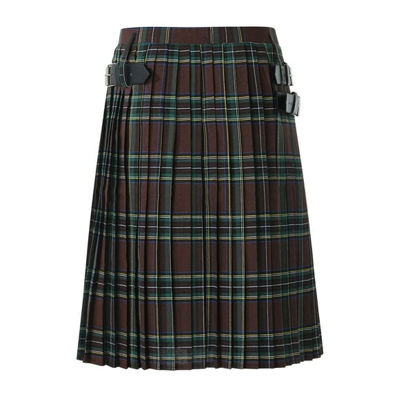 Pants for Men Fashion Retro Scottish Style Plaid Contrast Waistband Pleated Skirt Casual Comfort Outdoor Daily Wear