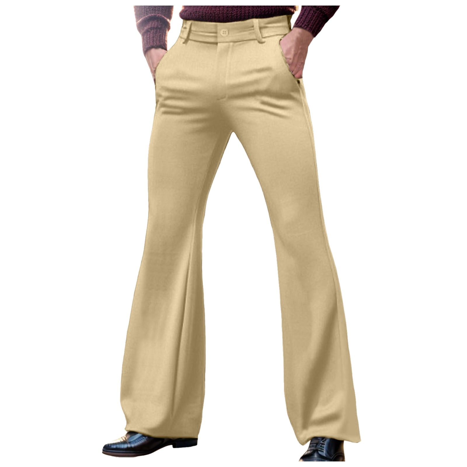 Pants for Men Flared Leg Plain Business Holiday Fashion Dress Pants with  Pockets Casual Comfort Outdoor Daily Wear - Walmart.com
