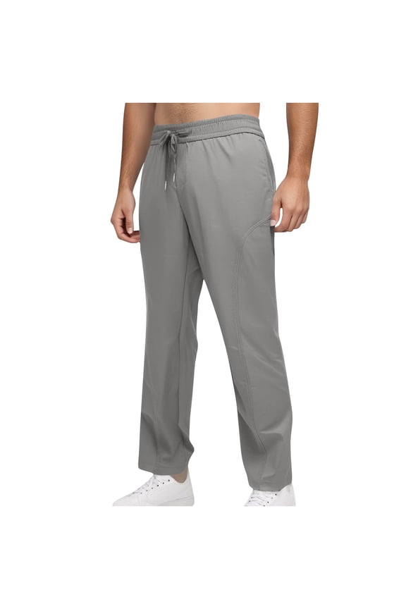 Pants for Men Loose Fit Summer Drawstring Elastic Waisted Beach Lightweight Straight Leg Trousers with Pockets