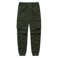 thumbnail image 1 of Pants for Men, Men Cargo Pants Plus Size Drawstring Stretch Waist Straight Joggers Trousers Tapered Sweatpants with Multi Pockets Army Green XXXXL, 1 of 9