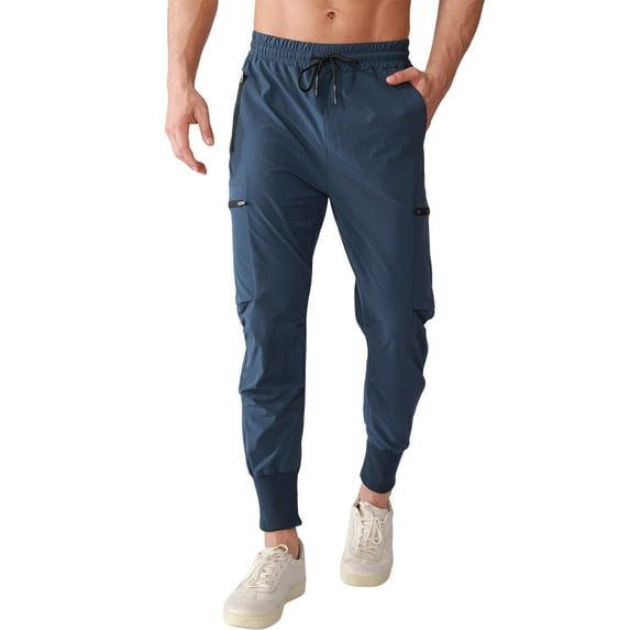 Pants for Men – Outdoor Ready Pants for Fitness Men's Pocket Stretch Woven Running Training Leg Cinching Drawstring Work Pants Sports Trousers