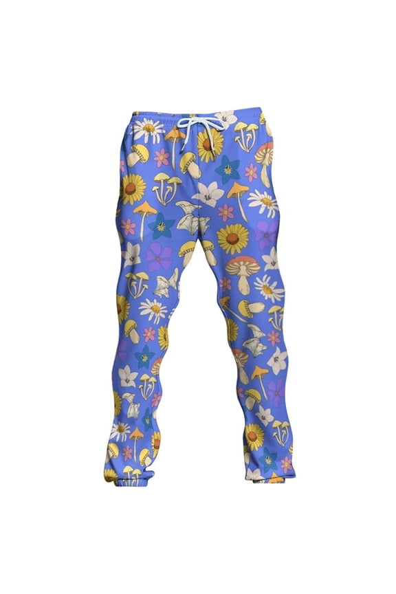 Pants for Men Pattern Comfortable Elastic Waist Slim Fit Jogger Stretchy Graphic Trousers Light Purple L