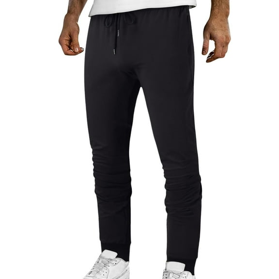 Pants for Men Solid Color Cotton Zipper Pocket Mid-waist Lace-up Sweatpants Casual Comfort Outdoor Daily Wear