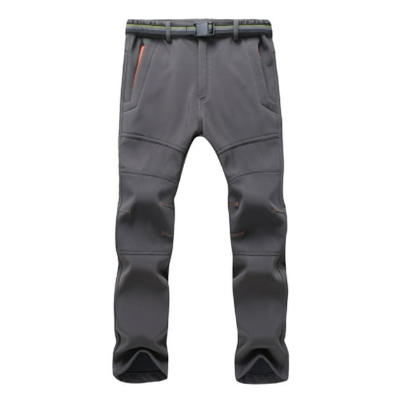 Pants for Men Solid Color Hiking Windproof Work Warm Lined Trekking Trousers with Pockets Fitness Softshell Casual Relaxed Fit