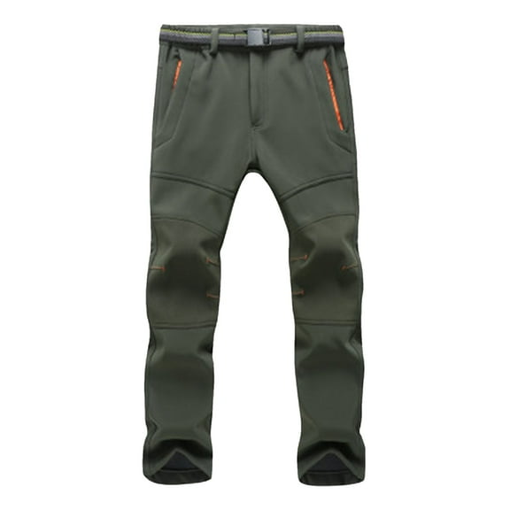 Pants for Men Solid Color Hiking Windproof Work Warm Lined Trekking Trousers with Pockets Fitness Softshell Casual Relaxed Fit