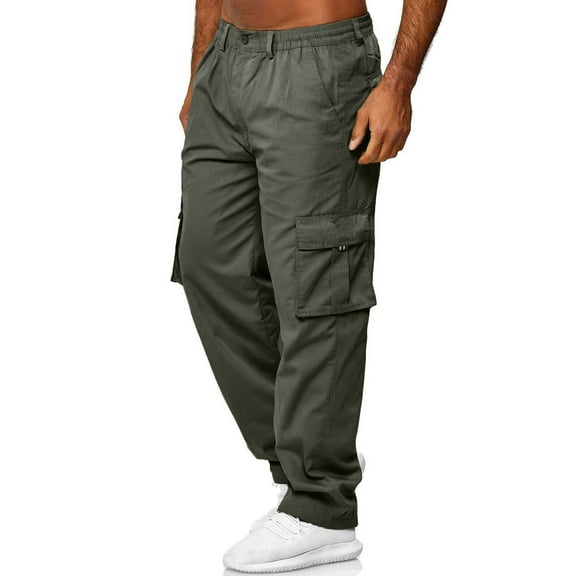 Pants for Men Stretch Plus Size Cargo Pants For Men Solid Casual Multiple Pockets Outdoor Straight Type Fitness Pants Cargo Pants Trousers