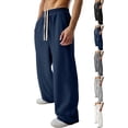 thumbnail image 1 of Pants for Men Textured Waist Drawstring Elastic Waist Sweatpants Airport Travel Wear, 1 of 6
