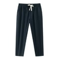 thumbnail image 1 of Pants for Men Thin Breathable Straight Leg Drawstring Pants with Pockets Loose Fit Trousers Solid Color Casual Pants for Men, 1 of 5