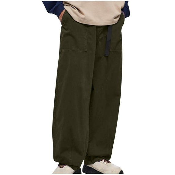 Pants for Men Wide Leg Stretch Waist Cotton Baggy Lounge Pant Casual Stylish Lightweight Outdoor Trousers with Pocket